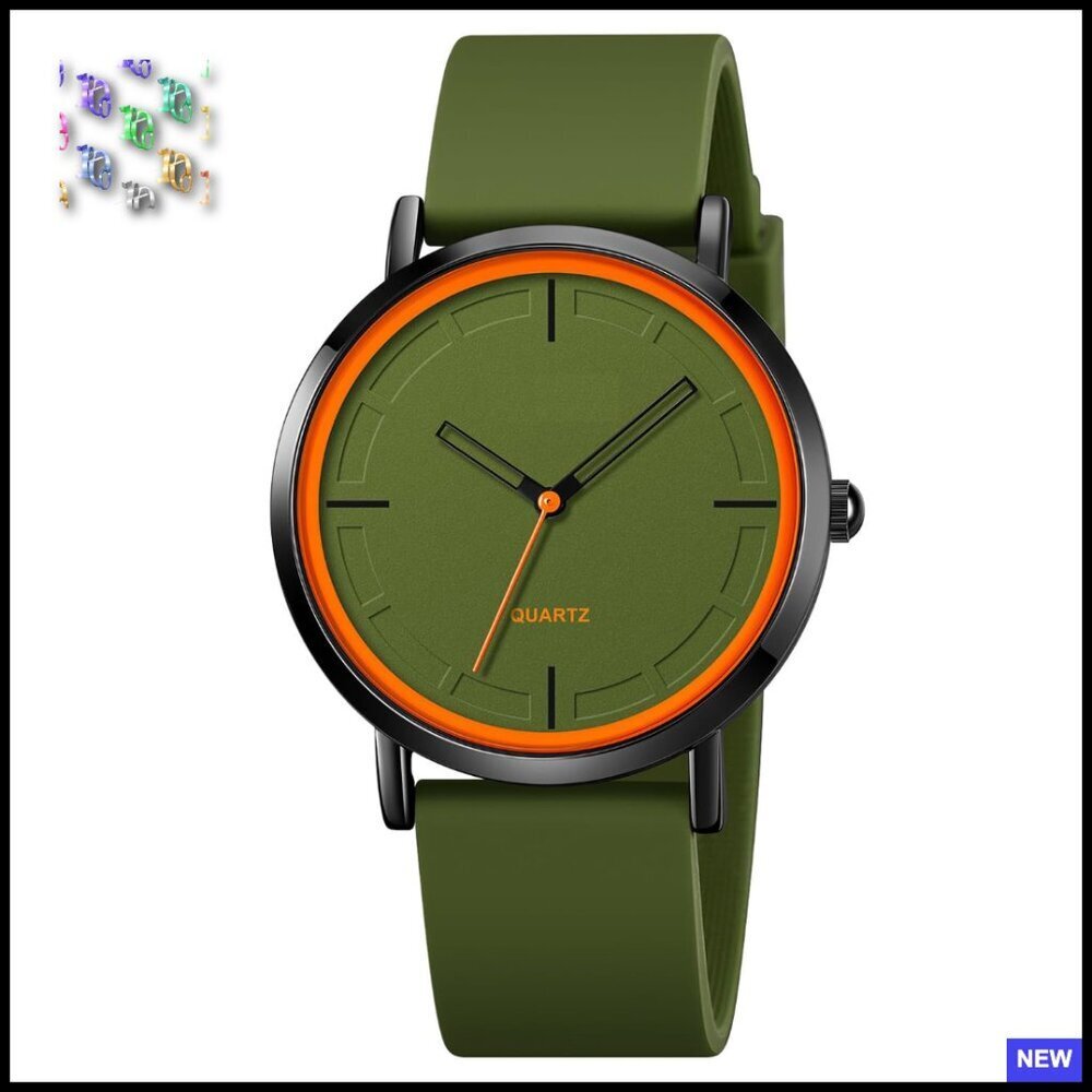 Minimalist Analog Quartz Watch Silicone Strap Waterproof Unisex Fashion Casual